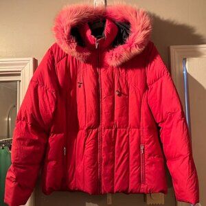 Down Jacket with Fox Fur Trimmed Hood